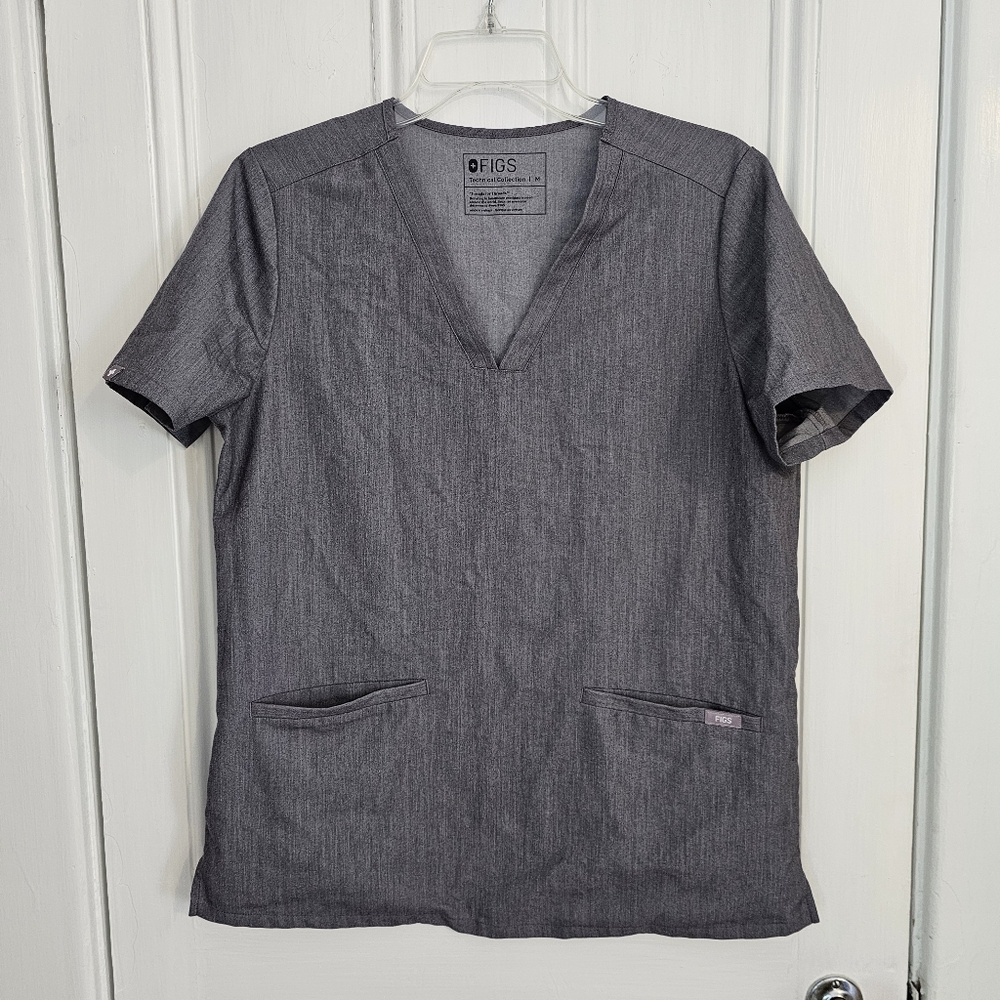 FIGS Women's Medium Casma 3-Pocket Scrub Top Graphite Gray #FW1100